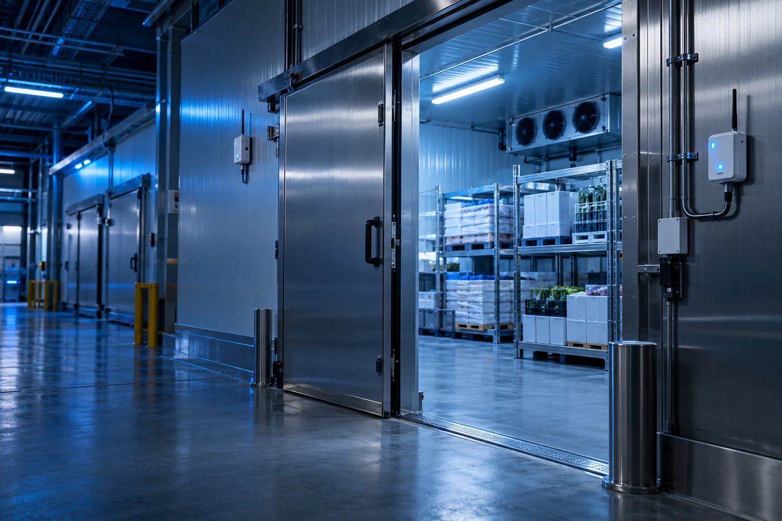 Cámara fría industrial monitoreada con sensores XENSOS SITE